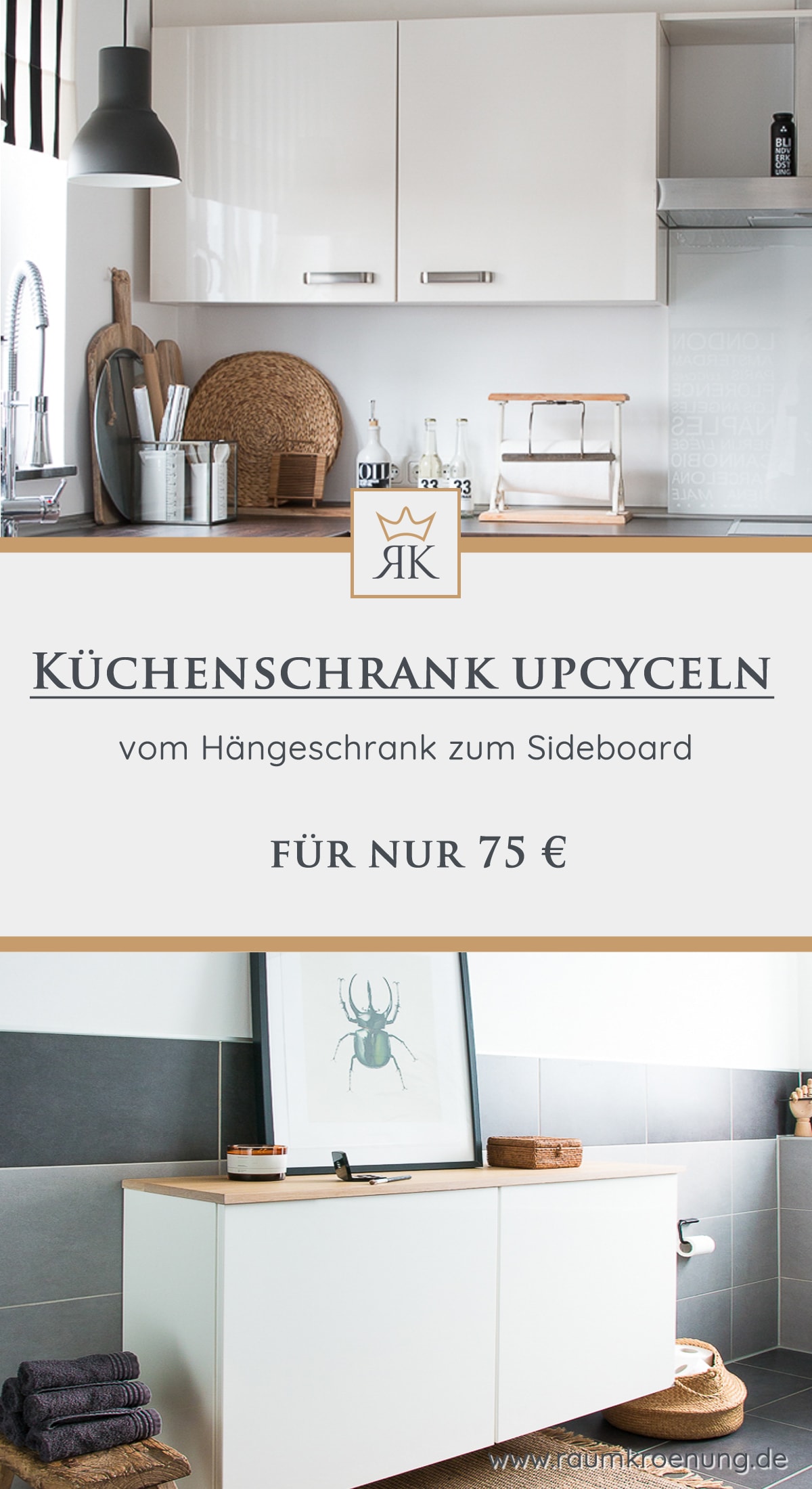 Badezimmer neu gestalten & Küchenschrank upcyceln | günstiges Badezimmer-Makeover | Raumkrönung - Wohnblog, Wohnberatung & Einrichtungstipps